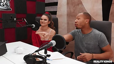 Black dude fucks young girl after erotic interview